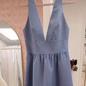 Amsale Ice Blue bridesmaid dress